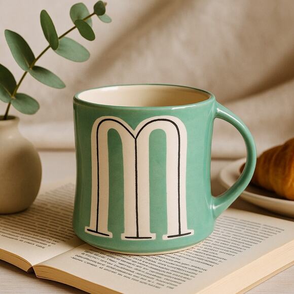 Anthropologie Colorway Mia Hand-Painted Monogram Mug – Choose Letter K, M or R - Picture 7 of 16